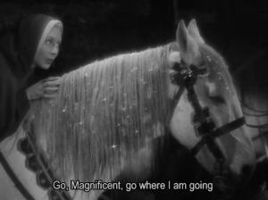 La belle et la bete Josette Day on horseback